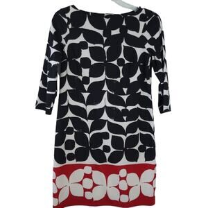 New Directions Sheath Size 10 Dress Black Cream Red, 3/4 Sleeves, Career Casual